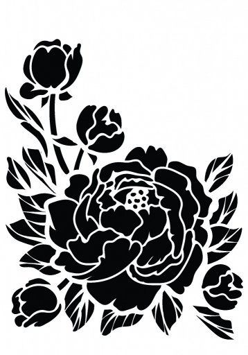 Stencil - Peony (8x5 inch)